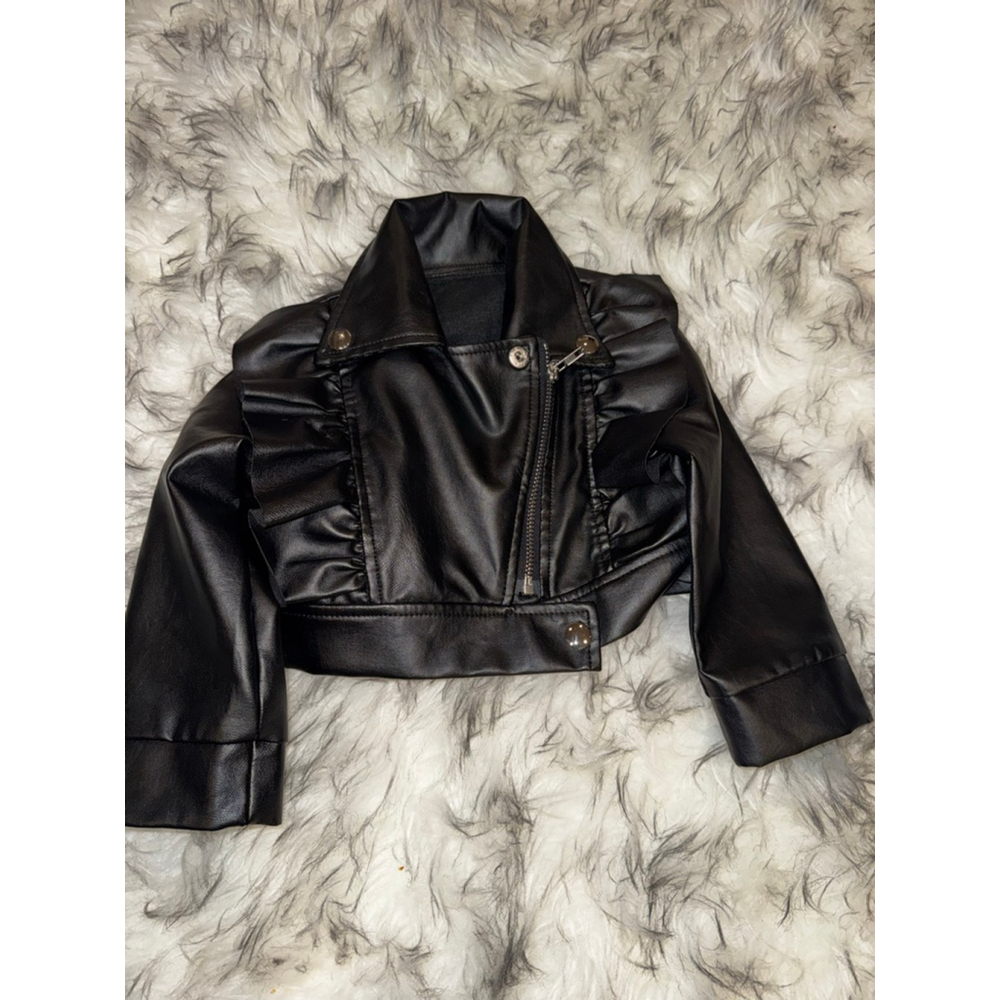 Baby Unbranded Black Faux Leather Jacket 12-18 Months - Picture 4 of 5